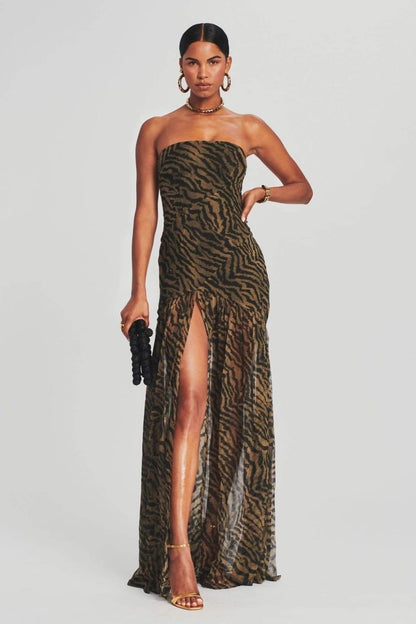 Robe Longue Bustier À Imprimé Animalier Pour Femmes | Idéale Pour Soirées Et Événements D’Été