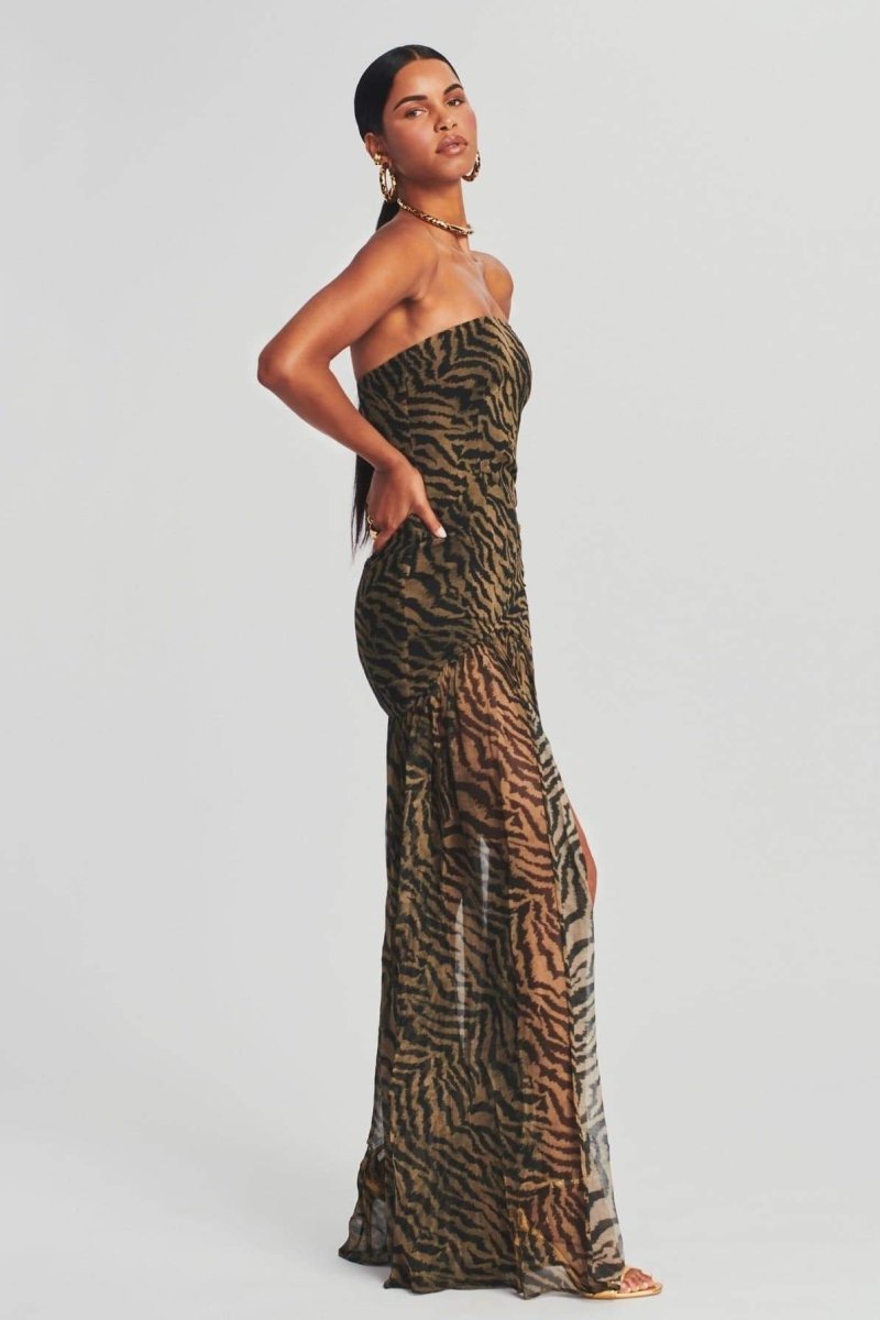 Robe Longue Bustier À Imprimé Animalier Pour Femmes | Idéale Pour Soirées Et Événements D’Été