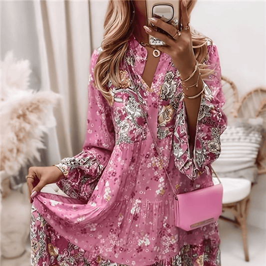 Robe Midi à Imprimé Floral avec Coupe Structurée pour Femme | Idéale pour Usage Quotidien et Occasions Décontractées