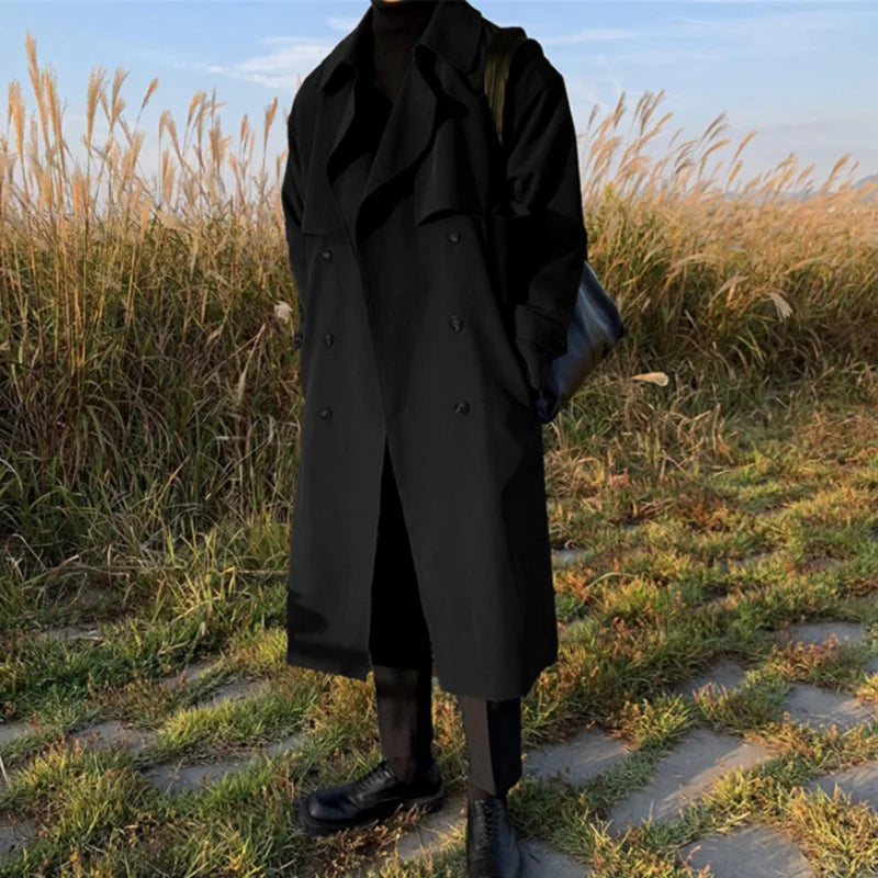 Trench Long pour Homme avec Ceinture Ajustable | Idéal pour L’Automne Et L’Hiver