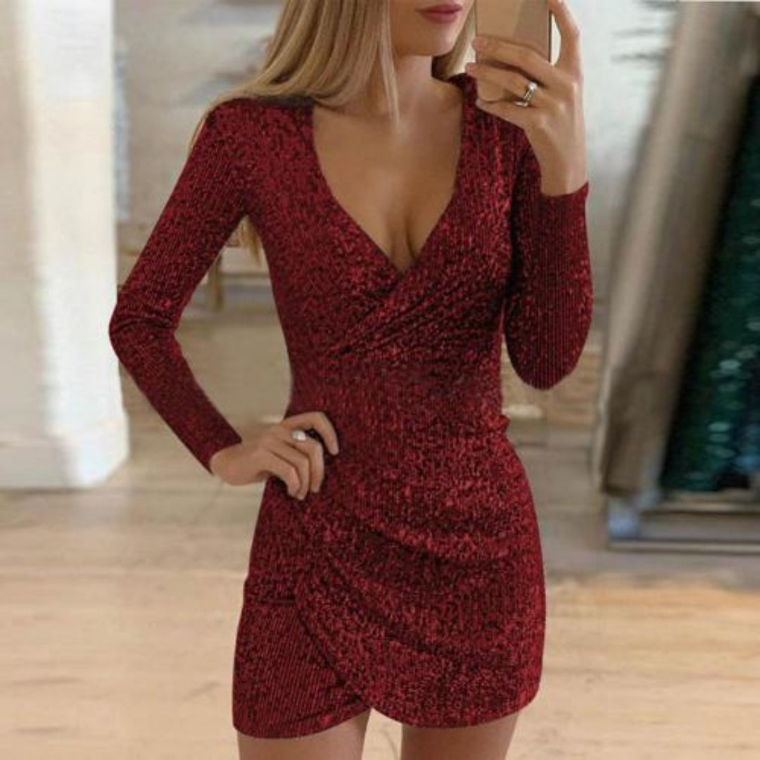 Robe de Soirée Enveloppante à Paillettes pour Femmes | Idéale pour les Occasions Spéciales
