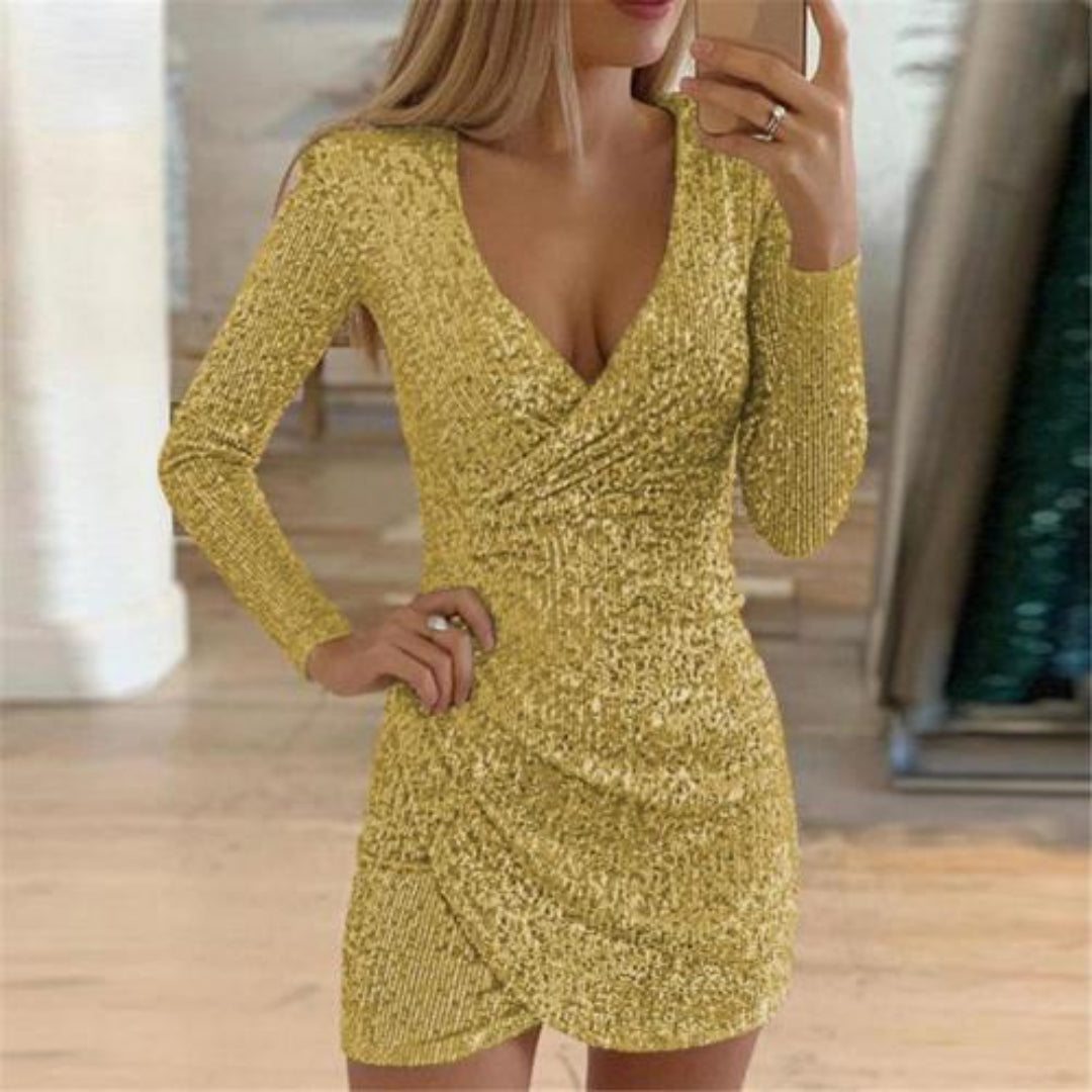 Robe de Soirée Enveloppante à Paillettes pour Femmes | Idéale pour les Occasions Spéciales