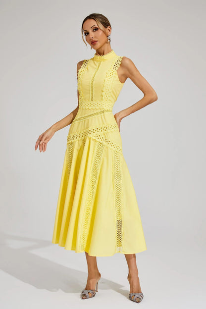 Robe Midi Sans Manches avec Détail Dentelle pour Femme | Idéale pour les Événements et Occasions d’Été