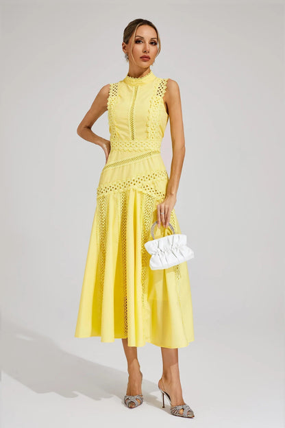 Robe Midi Sans Manches avec Détail Dentelle pour Femme | Idéale pour les Événements et Occasions d’Été