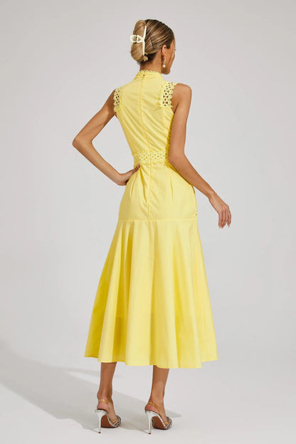 Robe Midi Sans Manches avec Détail Dentelle pour Femme | Idéale pour les Événements et Occasions d’Été