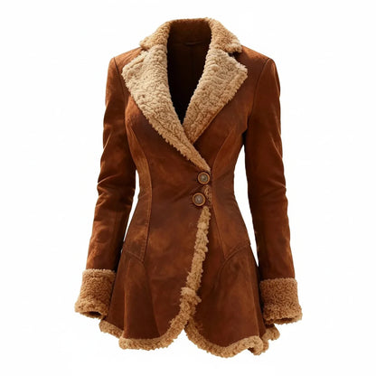 Manteau court à col fourré pour femmes