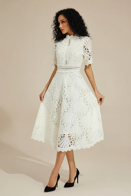 Robe Fit and Flare Mi-Longue pour Femme avec Coupe Cintrée pour Invitée de Mariage | Idéale pour Cérémonies et Événements Formels