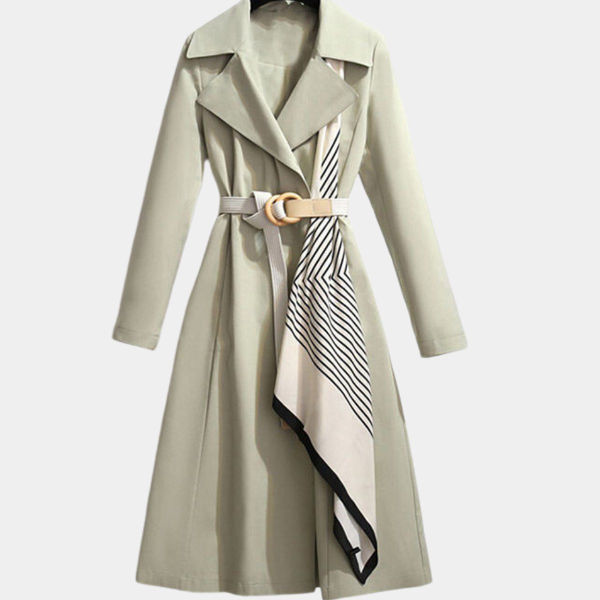 Trench-coat Long Avec Ceinture Et Foulard Pour Femme | Idéal Pour La Mi-saison
