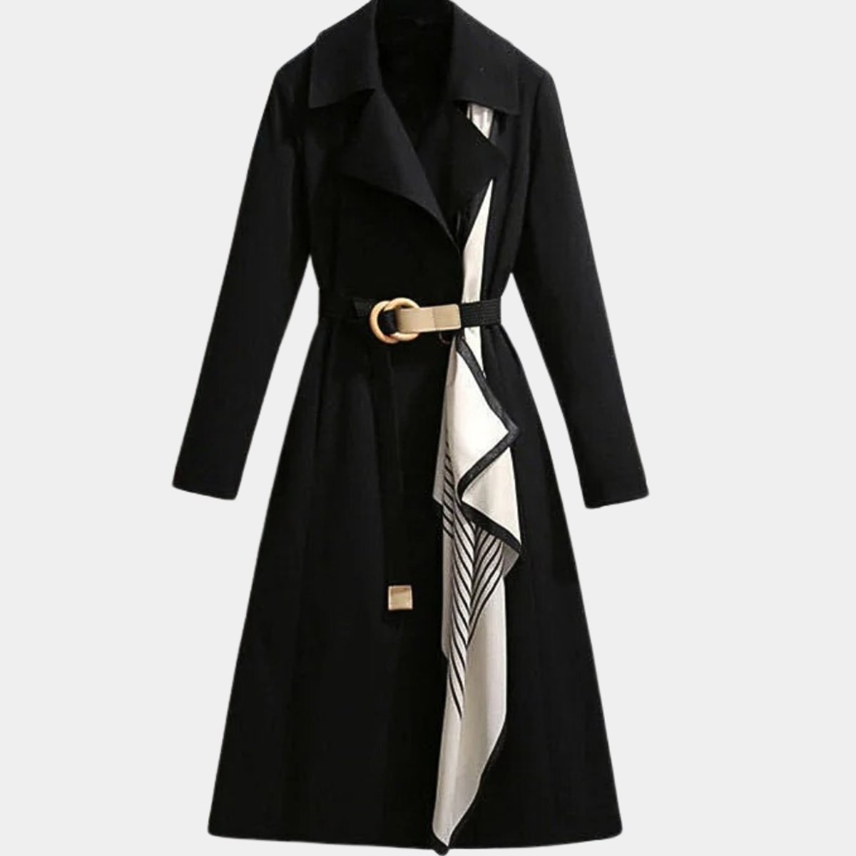 Trench-coat Long Avec Ceinture Et Foulard Pour Femme | Idéal Pour La Mi-saison