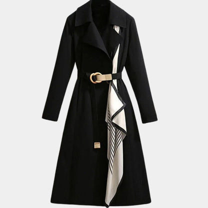 Trench-coat Long Avec Ceinture Et Foulard Pour Femme | Idéal Pour La Mi-saison