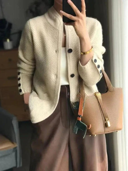 Cardigan Boutonné À Maille Texturée Avec Poches Pour Femme | Idéal Pour La Mi-saison