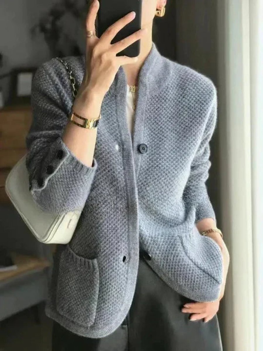 Cardigan Boutonné À Maille Texturée Avec Poches Pour Femme | Idéal Pour La Mi-saison