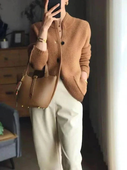 Cardigan Boutonné À Maille Texturée Avec Poches Pour Femme | Idéal Pour La Mi-saison