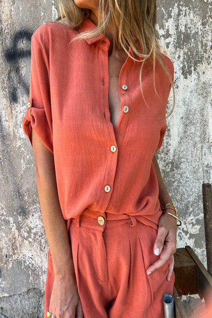 Ensemble Chemise et Short avec Détails Plissés pour Femme | Idéal pour l’Été