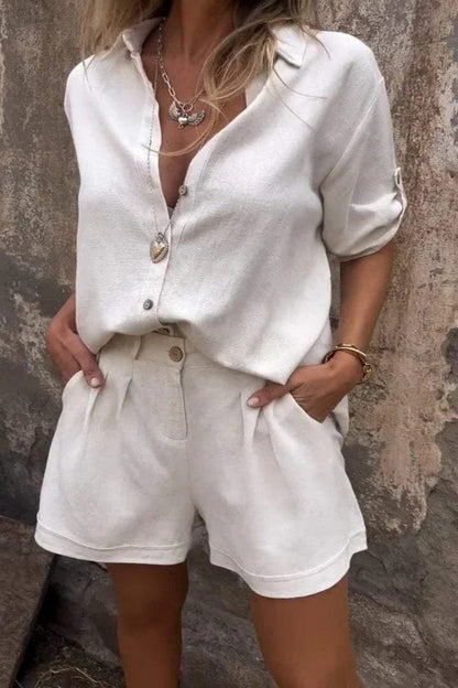 Ensemble Chemise et Short avec Détails Plissés pour Femme | Idéal pour l’Été