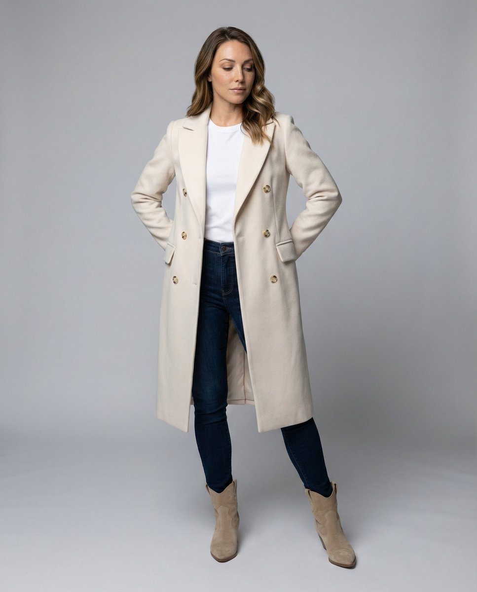 Manteau Long Croisé À Double Boutonnage Pour Femme | Idéal Pour L'automne Et L'hiver
