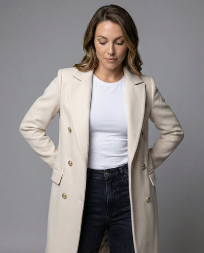 Manteau Long Croisé À Double Boutonnage Pour Femme | Idéal Pour L'automne Et L'hiver