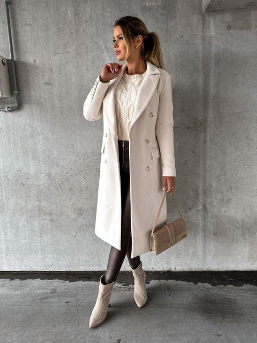 Manteau Long Croisé À Double Boutonnage Pour Femme | Idéal Pour L'automne Et L'hiver