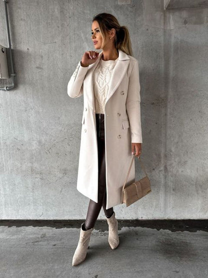 Manteau Long Croisé À Double Boutonnage Pour Femme | Idéal Pour L'automne Et L'hiver