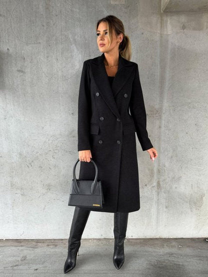 Manteau Long Croisé À Double Boutonnage Pour Femme | Idéal Pour L'automne Et L'hiver