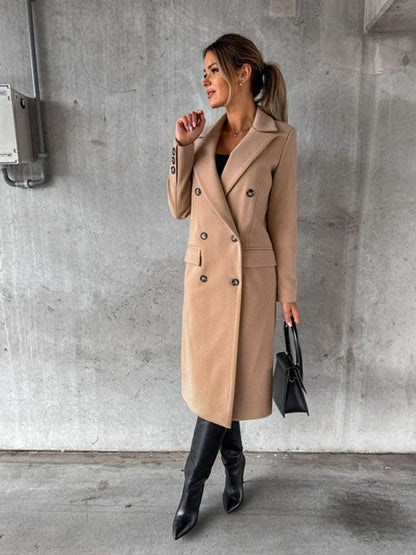 Manteau Long Croisé À Double Boutonnage Pour Femme | Idéal Pour L'automne Et L'hiver