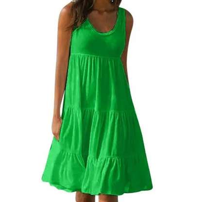Robe Évasée Sans Manches À Volants Pour Femme | Idéale Pour Les Journées Chaudes Et Les Sorties Décontractées