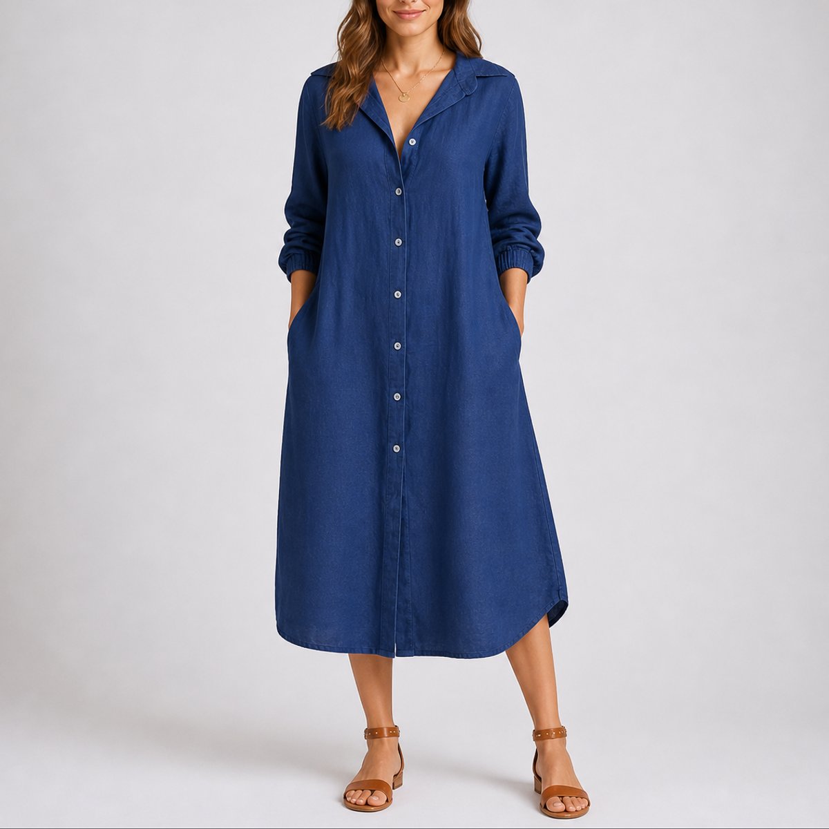 Robe Chemise Boutonnée Pour Femme Avec Col Chemise Et Manches Longues | Idéale Pour Les Occasions Décontractées