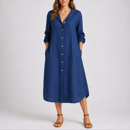 Robe Chemise Boutonnée Pour Femme Avec Col Chemise Et Manches Longues | Idéale Pour Les Occasions Décontractées