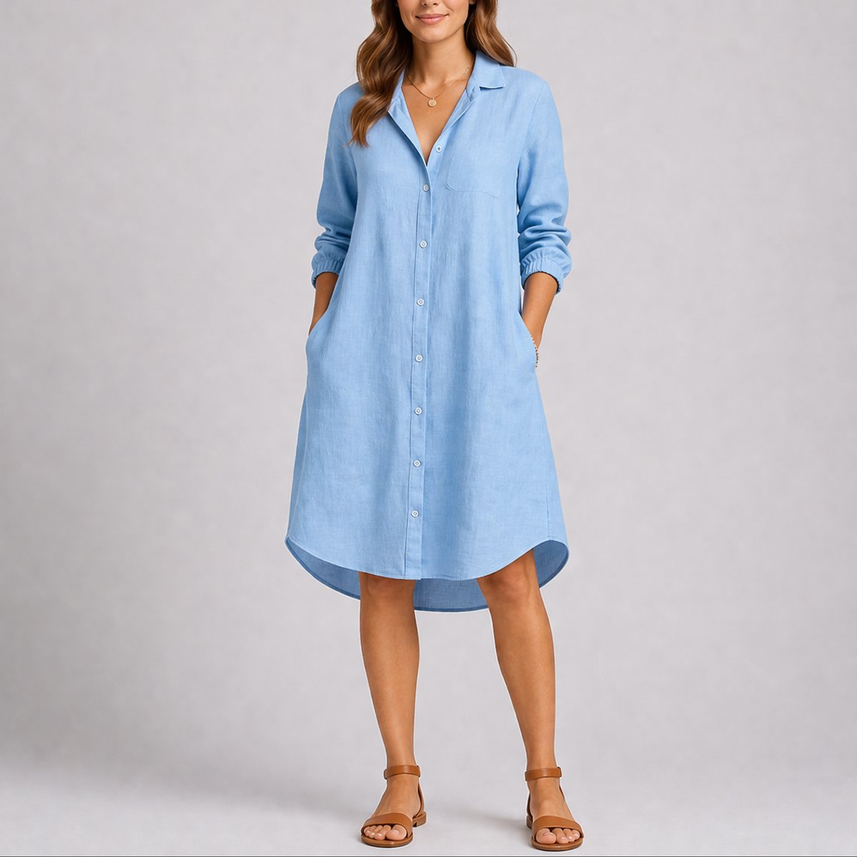 Robe Chemise Boutonnée Pour Femme Avec Col Chemise Et Manches Longues | Idéale Pour Les Occasions Décontractées