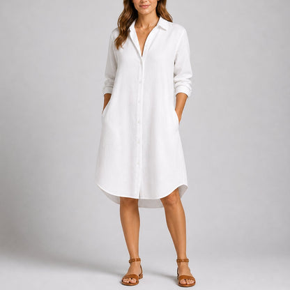 Robe Chemise Boutonnée Pour Femme Avec Col Chemise Et Manches Longues | Idéale Pour Les Occasions Décontractées