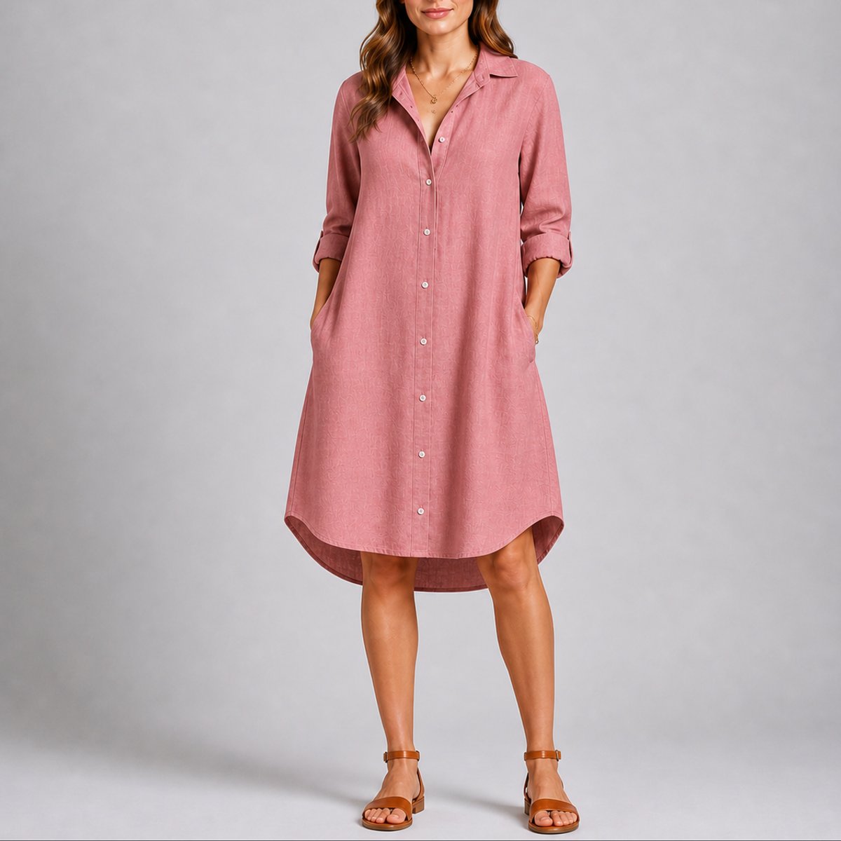 Robe Chemise Boutonnée Pour Femme Avec Col Chemise Et Manches Longues | Idéale Pour Les Occasions Décontractées