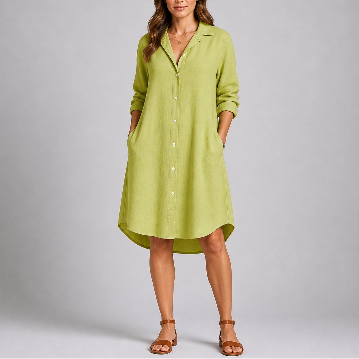 Robe Chemise Boutonnée Pour Femme Avec Col Chemise Et Manches Longues | Idéale Pour Les Occasions Décontractées