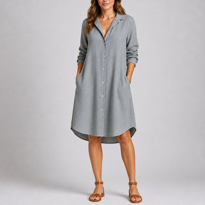 Robe Chemise Boutonnée Pour Femme Avec Col Chemise Et Manches Longues | Idéale Pour Les Occasions Décontractées