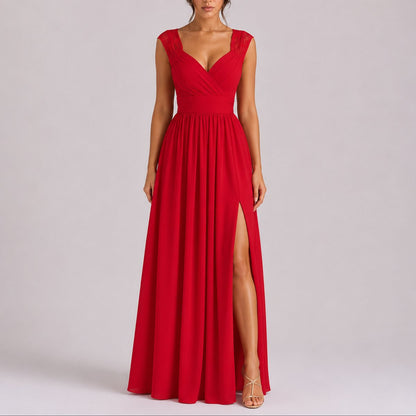 Robe Maxi À Col V Croisé Avec Épaules en Dentelle Pour Femme | Idéale Pour Les Cérémonies Et Les Occasions Formelles