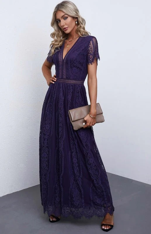 Robe Maxi sans Manches avec Détails en Dentelle pour Femme | Idéale pour les Evénements Formels