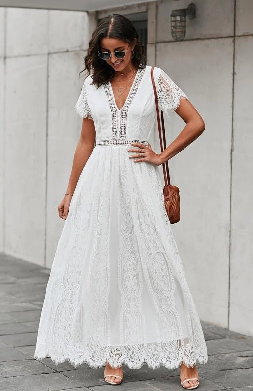 Robe Maxi sans Manches avec Détails en Dentelle pour Femme | Idéale pour les Evénements Formels