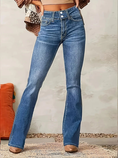 Jean taille haute coupe évasée pour femme | Idéal pour l'automne
