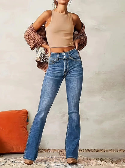 Jean taille haute coupe évasée pour femme | Idéal pour l'automne