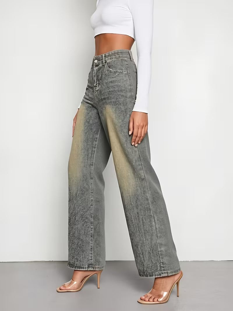 Pantalon taille haute jambe large pour femmes
