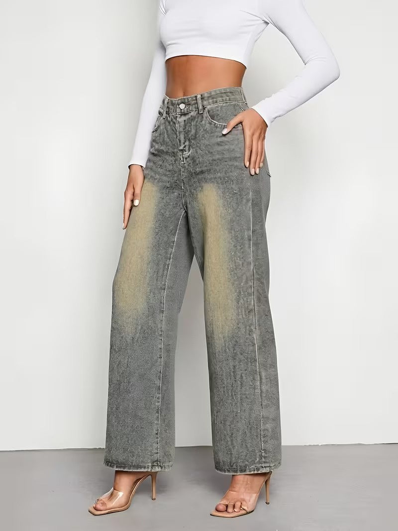 Pantalon taille haute jambe large pour femmes