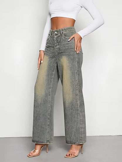 Pantalon taille haute jambe large pour femmes