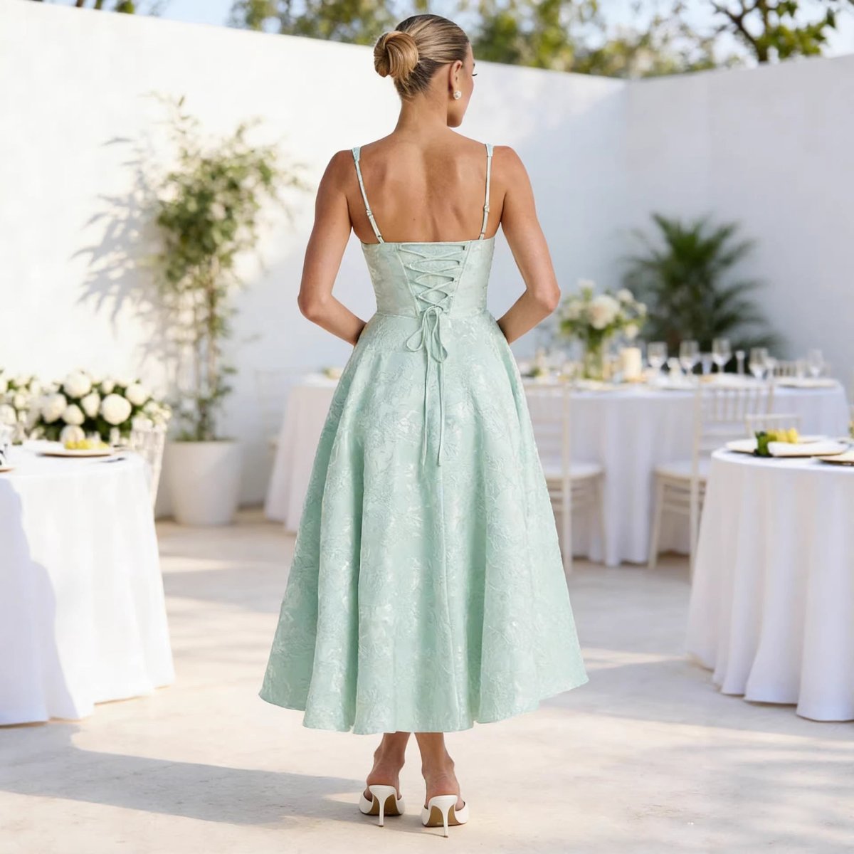 Robe Midi Avec Corsage Style Corset Pour Femme | Idéale Pour Les Mariages Et Les Réceptions