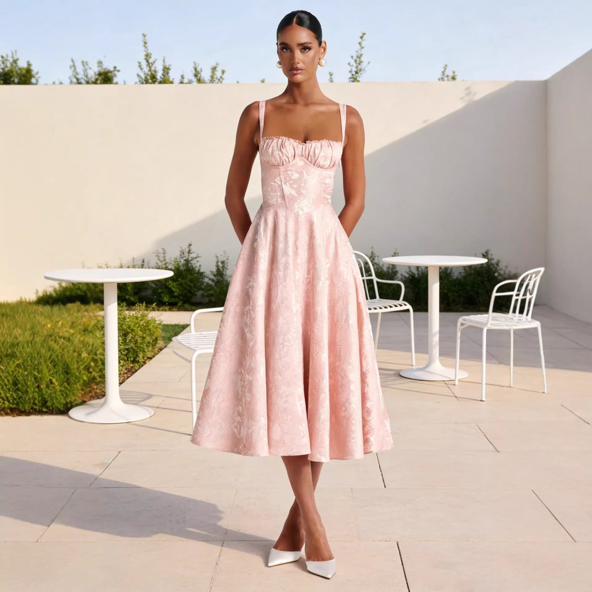 Robe Midi Avec Corsage Style Corset Pour Femme | Idéale Pour Les Mariages Et Les Réceptions