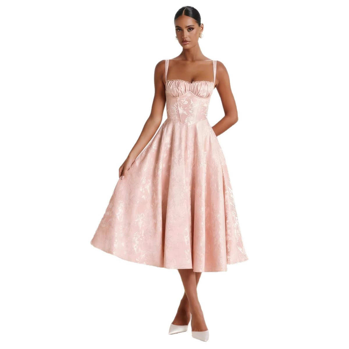 Robe Midi Avec Corsage Style Corset Pour Femme | Idéale Pour Les Mariages Et Les Réceptions