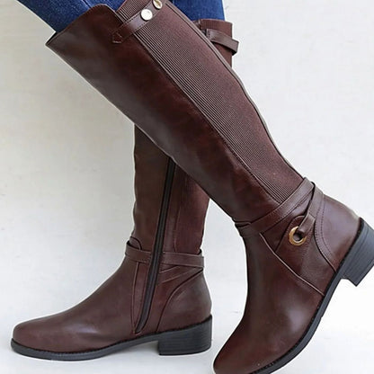 Bottes montantes à empiècement élastique pour femmes