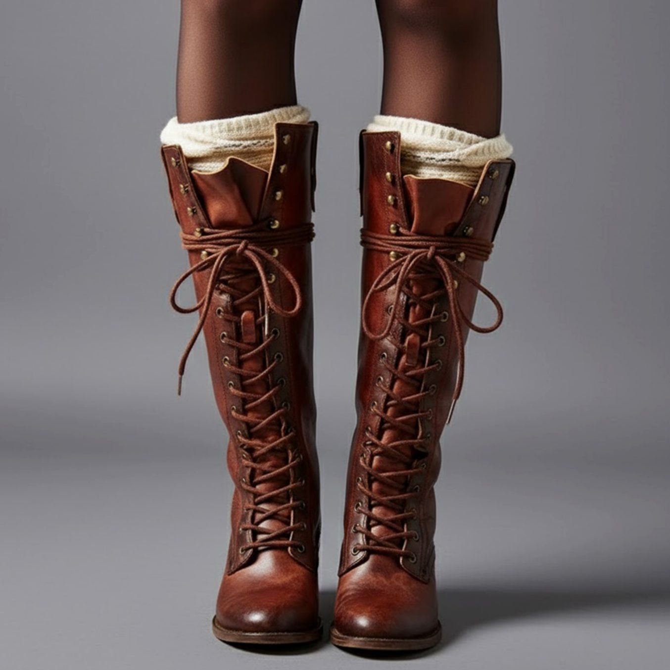 Bottes montantes à lacets pour femmes