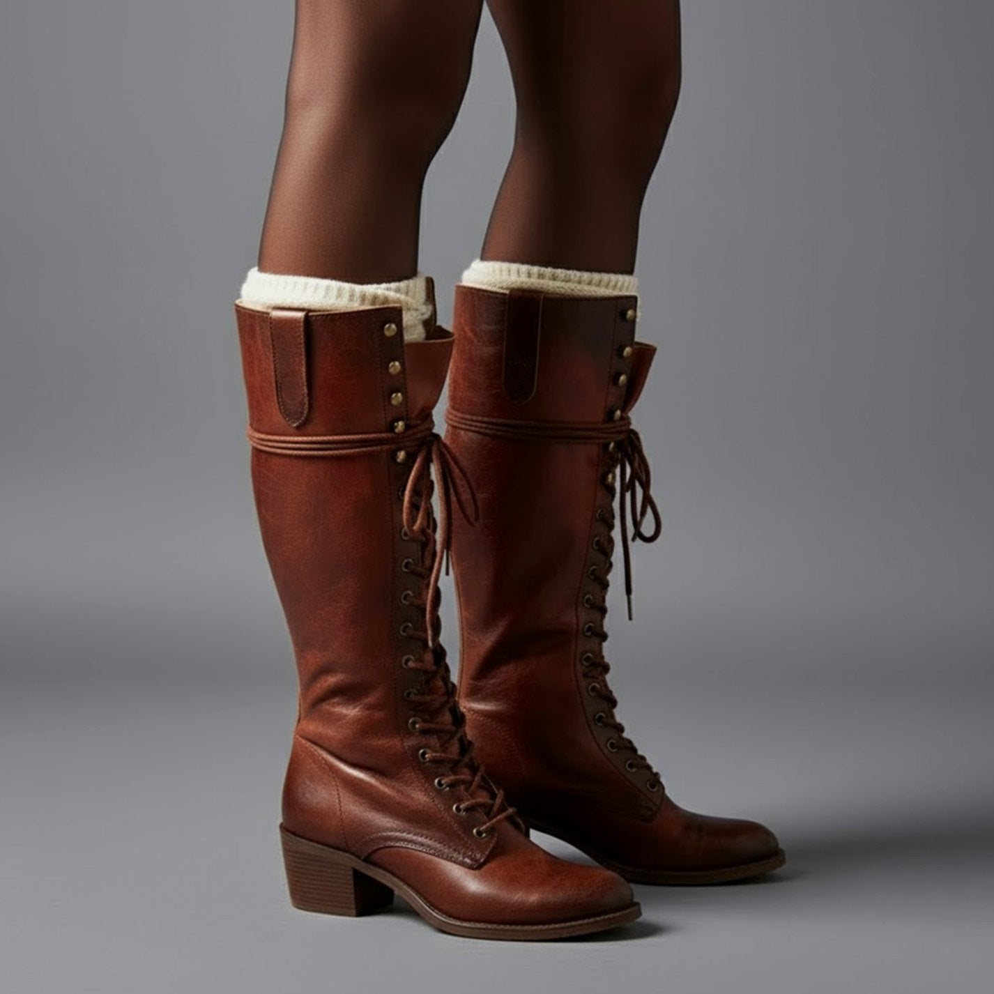 Bottes montantes à lacets pour femmes