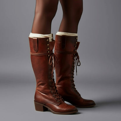 Bottes montantes à lacets pour femmes