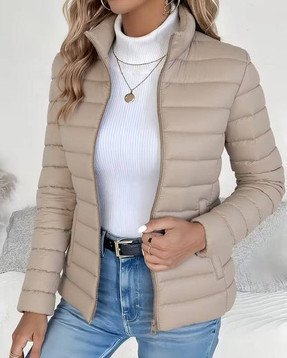 Doudoune Matelassée À Col Montant Avec Fermeture Éclair Pour Femme | Idéale Pour L'automne Et L'hiver