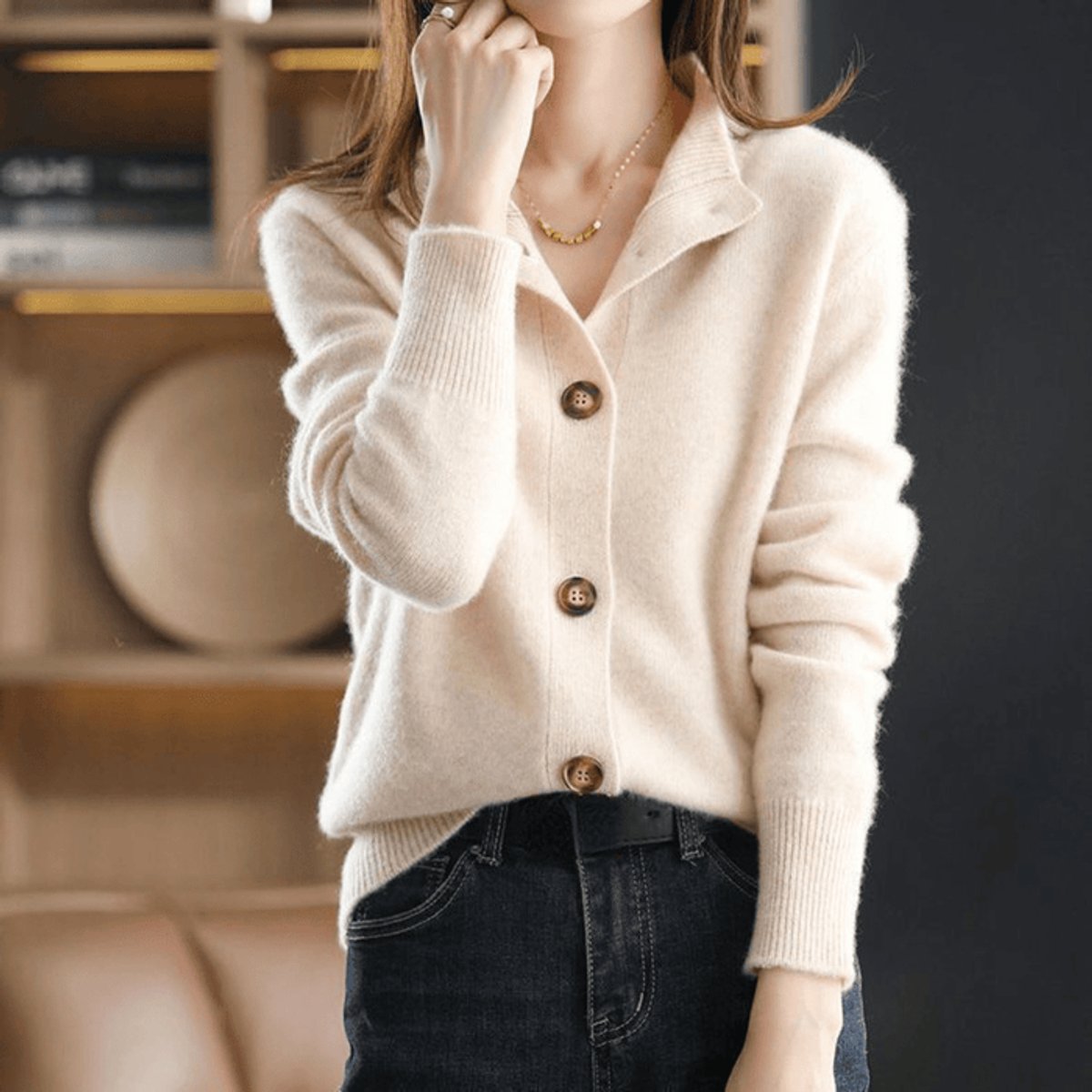 Cardigan boutonné à manches longues pour femme | Idéal pour la mi-saison